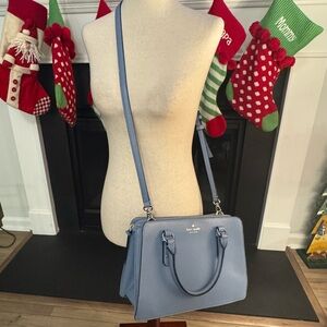 👜 Kate Spade New York Pebbled Leather Satchel Crossbody | Slate Blue